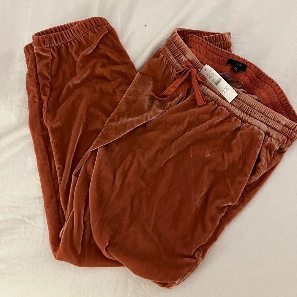 NWT J Crew Crushed Velvet Joggers